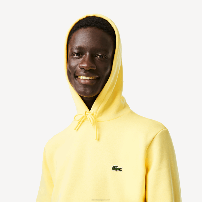 jaune 107 V6HV310 Hommes Lacoste sweat à capuche coton bio
