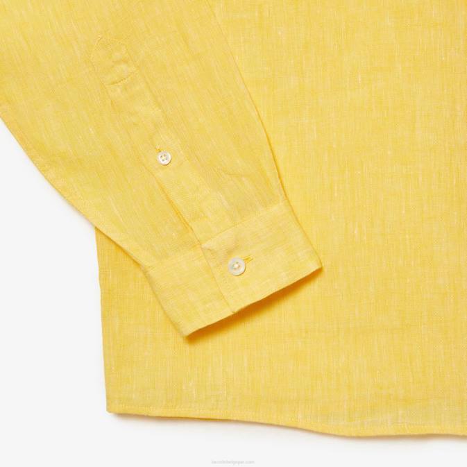jaune 107 V6HV471 Hommes Lacoste chemise en lin