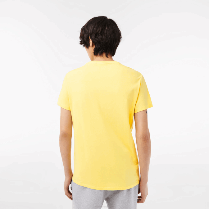 jaune 107 V6HV55 Hommes Lacoste t-shirt en jersey de coton pima à col rond