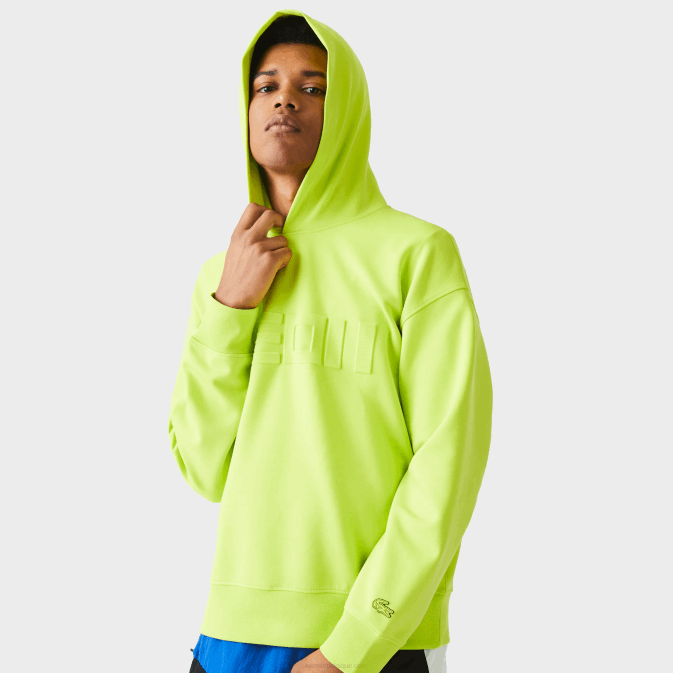 jaune 90v V6HV1054 Hommes Lacoste sweat à capuche coupe ample