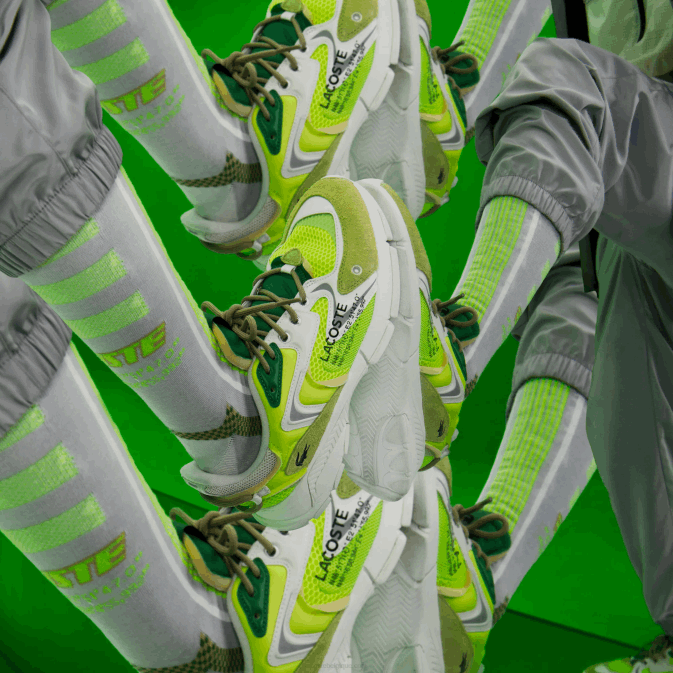 jaune et blanc cassé y21 V6HV1696 Hommes Lacoste baskets en textile l003 neo