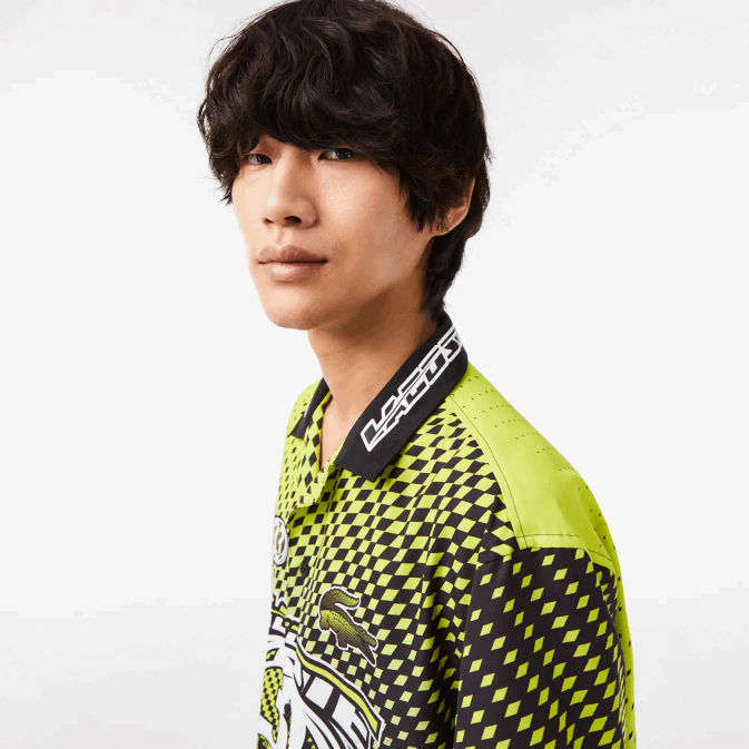 jaune noir g65 V6HV464 Hommes Lacoste chemise à imprimé damier ombré à manches courtes