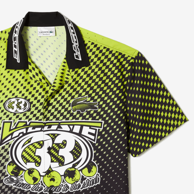 jaune noir g65 V6HV464 Hommes Lacoste chemise à imprimé damier ombré à manches courtes