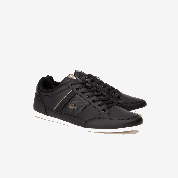 kaki noir 2h5 V6HV1715 Hommes Lacoste baskets chaymon en cuir et synthétique