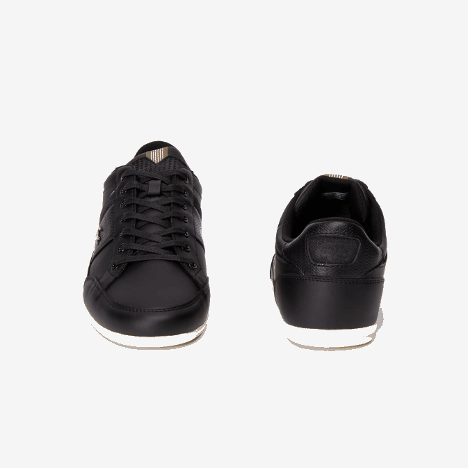 kaki noir 2h5 V6HV1715 Hommes Lacoste baskets chaymon en cuir et synthétique