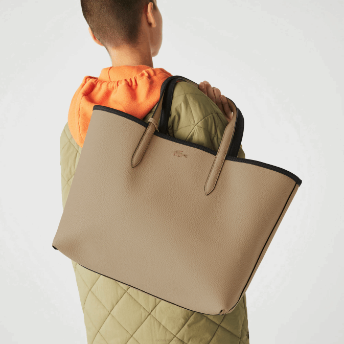 krema noir a91 V6HV2824 femmes Lacoste sac cabas bicolore réversible anna