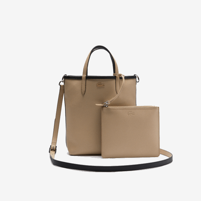 krema noir a91 V6HV2830 femmes Lacoste sac cabas réversible en toile enduite anna