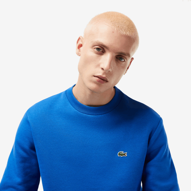 kxb bleu V6HV286 Hommes Lacoste sweat-shirt en coton bio brossé