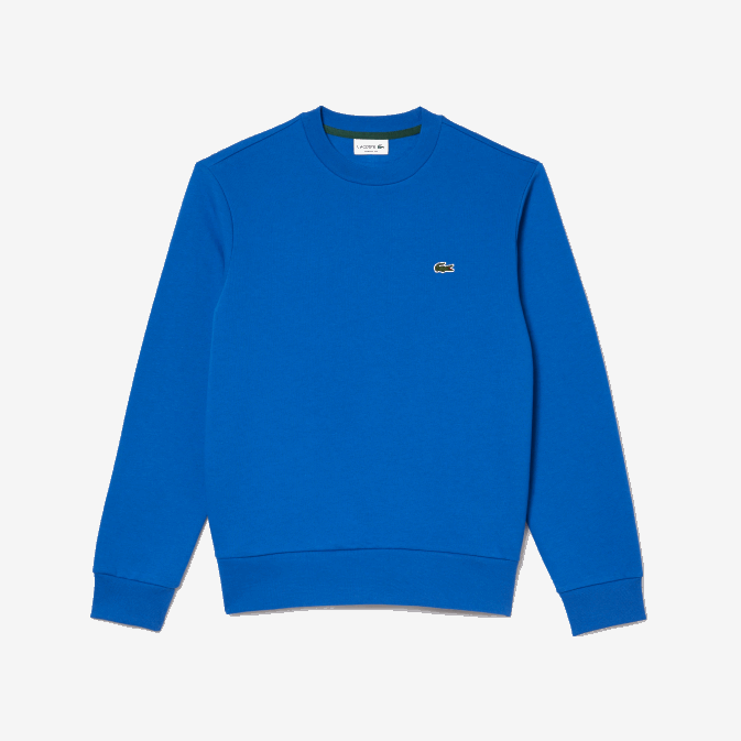 kxb bleu V6HV286 Hommes Lacoste sweat-shirt en coton bio brossé