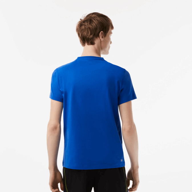 kxb bleu V6HV93 Hommes Lacoste t-shirt de sport coupe classique avec marquage contrasté