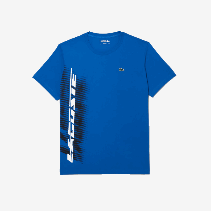 kxb bleu V6HV93 Hommes Lacoste t-shirt de sport coupe classique avec marquage contrasté