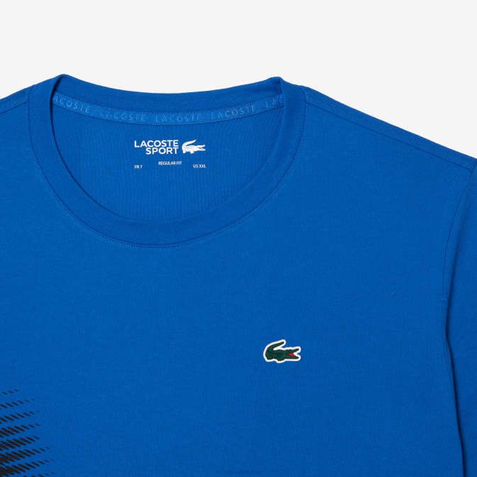 kxb bleu V6HV93 Hommes Lacoste t-shirt de sport coupe classique avec marquage contrasté