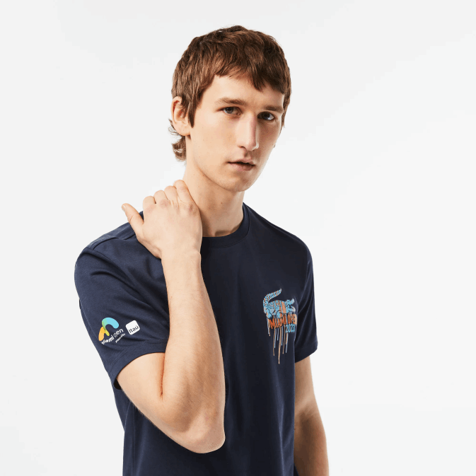 kxe bleu V6HV217 Hommes Lacoste t-shirt sport miami open edition