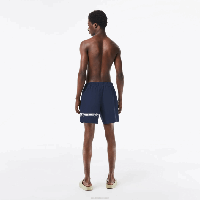 kxe bleu V6HV528 Hommes Lacoste short de bain à bande logo à séchage rapide