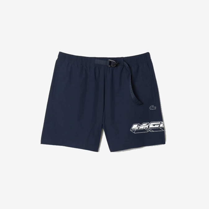 kxe bleu V6HV528 Hommes Lacoste short de bain à bande logo à séchage rapide