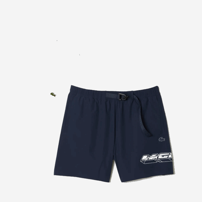 kxe bleu V6HV528 Hommes Lacoste short de bain à bande logo à séchage rapide