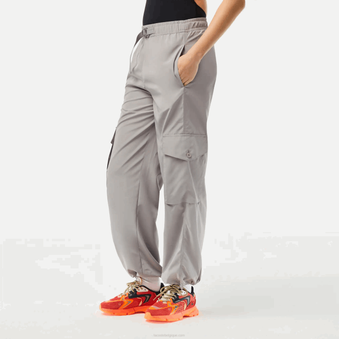 kzw gris V6HV2450 femmes Lacoste pantalon cargo à jambe large