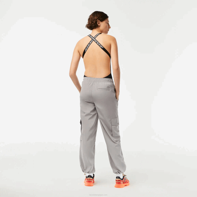 kzw gris V6HV2450 femmes Lacoste pantalon cargo à jambe large