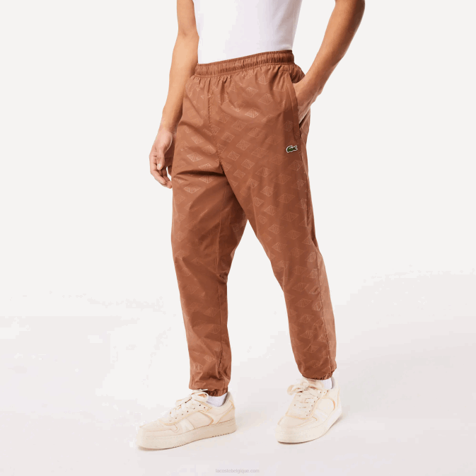 lfa marron clair V6HV317 Hommes Lacoste pantalon de jogging à motif monogrammé
