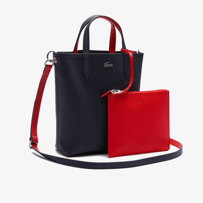 marine 166 rouge 240 b50 V6HV2818 femmes Lacoste sac cabas réversible en toile enduite anna