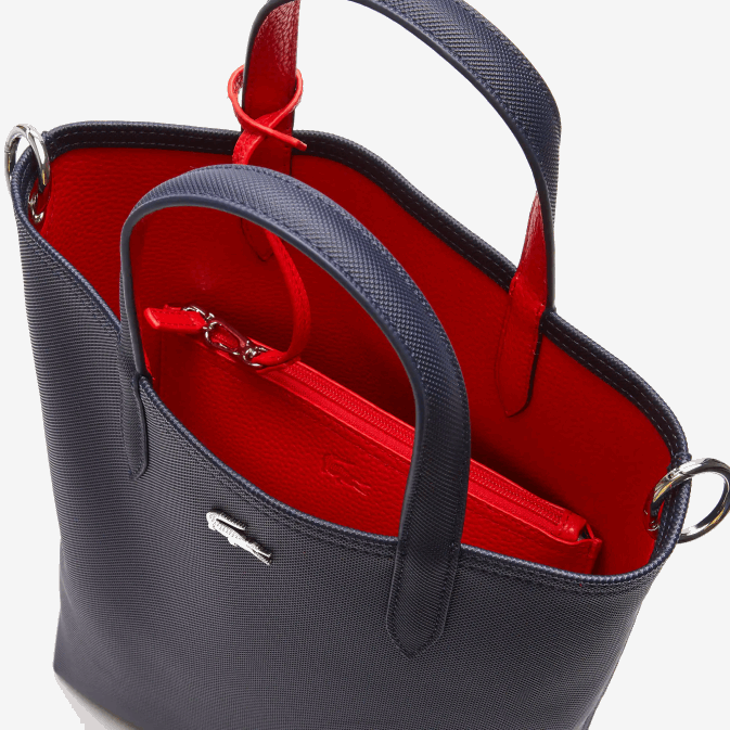 marine 166 rouge 240 b50 V6HV2818 femmes Lacoste sac cabas réversible en toile enduite anna