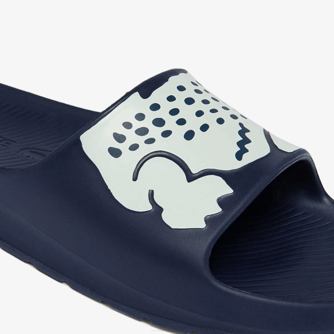 marine et blanc 092 V6HV1755 Hommes Lacoste claquettes synthétiques croco 20