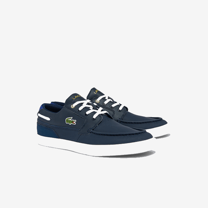 marine et blanc 092 V6HV1803 Hommes Lacoste chaussures bateau bayliss deck en cuir et synthétique