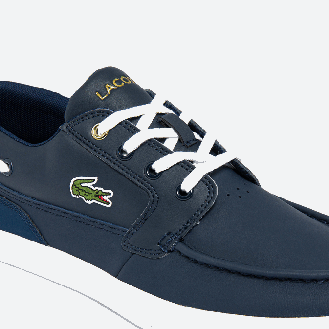 marine et blanc 092 V6HV1803 Hommes Lacoste chaussures bateau bayliss deck en cuir et synthétique