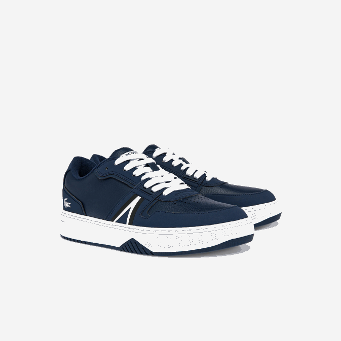 marine et blanc 092 V6HV1829 Hommes Lacoste baskets l001 en cuir