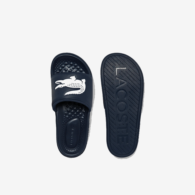 marine et blanc 092 V6HV1877 Hommes Lacoste claquettes synthétiques croco dualiste