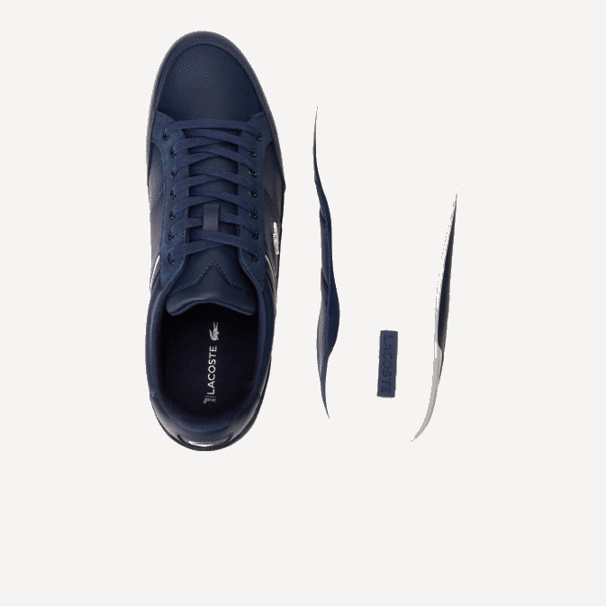 marine et blanc cassé j18 V6HV1710 Hommes Lacoste baskets chaymon en cuir