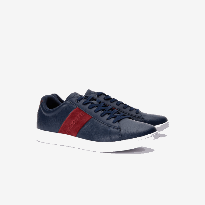 marine et rouge foncé 5a5 V6HV1717 Hommes Lacoste baskets en cuir et daim carnaby evo