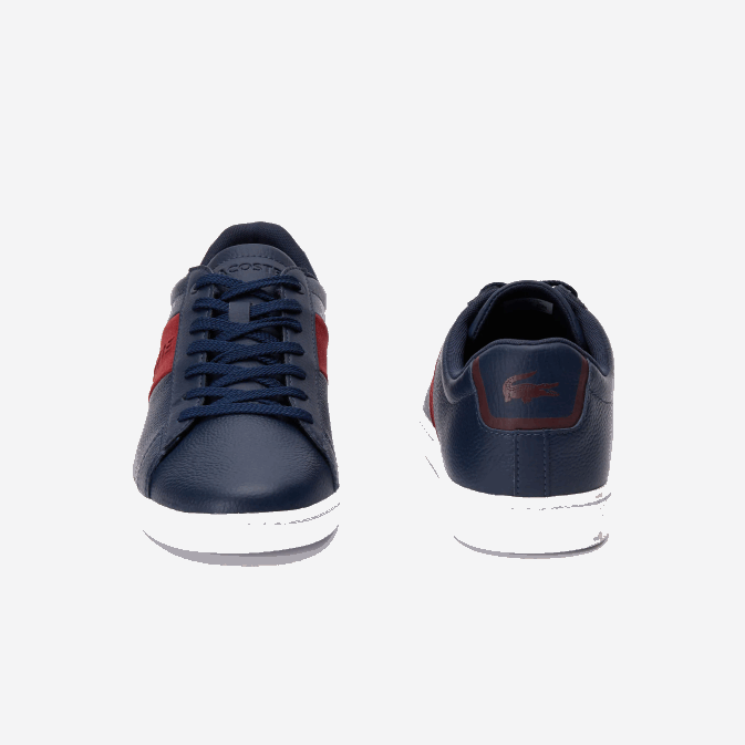 marine et rouge foncé 5a5 V6HV1717 Hommes Lacoste baskets en cuir et daim carnaby evo