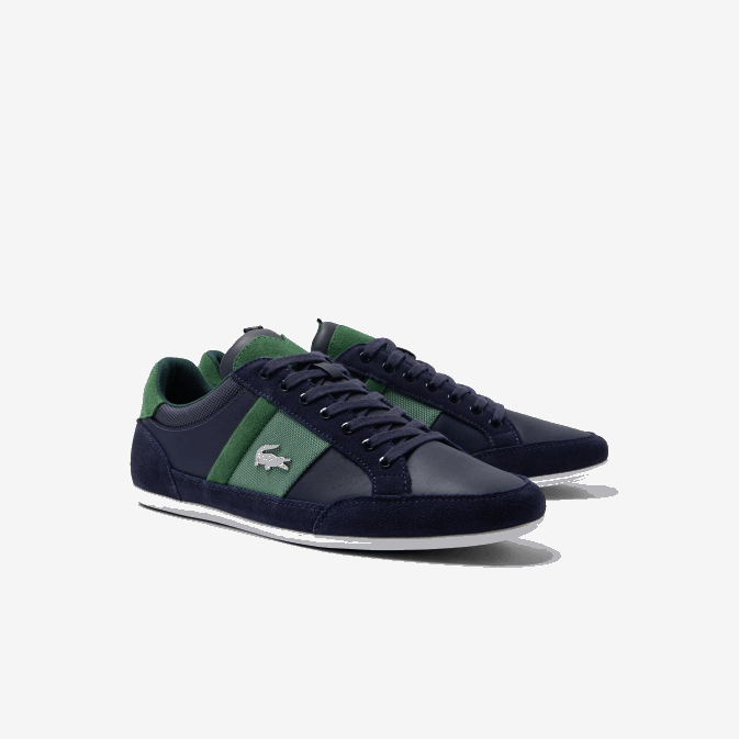 marine et vert 2s3 V6HV1735 Hommes Lacoste baskets chaymon en cuir