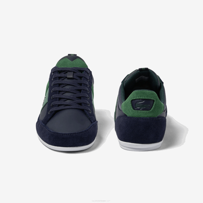 marine et vert 2s3 V6HV1735 Hommes Lacoste baskets chaymon en cuir
