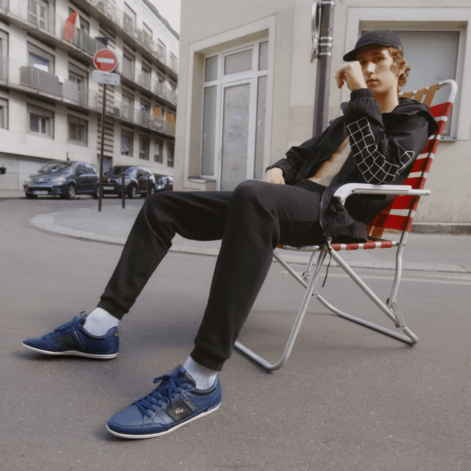 marine nb0 V6HV1769 Hommes Lacoste baskets chaymon en cuir et fibre de carbone