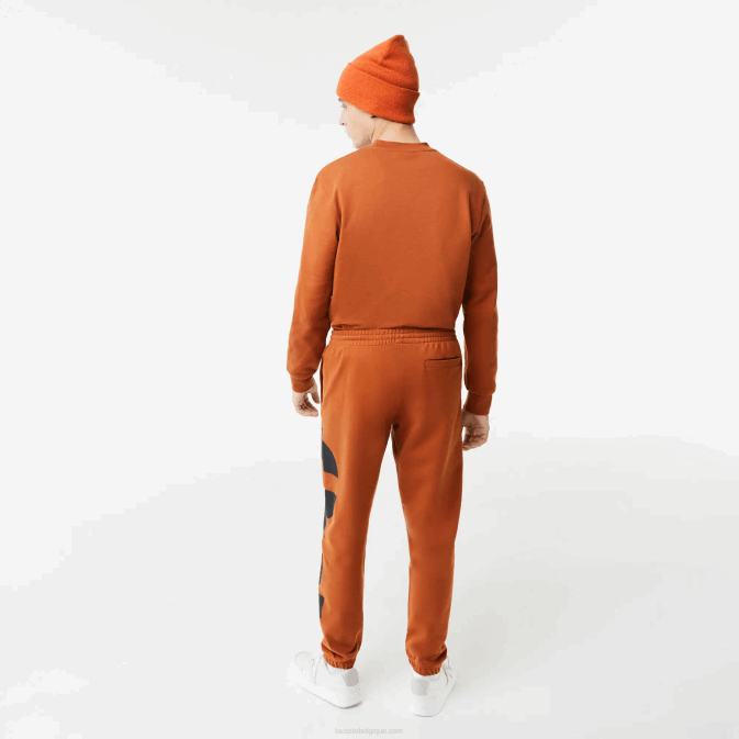 marron 3pb V6HV1037 Hommes Lacoste pantalon de survêtement en coton à lettrage contrastant