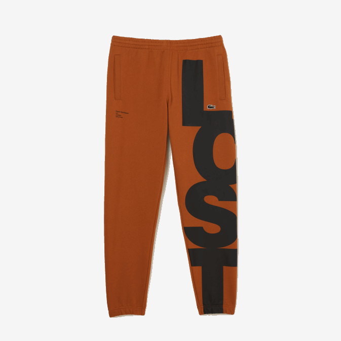 marron 3pb V6HV1037 Hommes Lacoste pantalon de survêtement en coton à lettrage contrastant