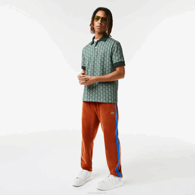 marron 3pb V6HV1104 Hommes Lacoste pantalon de survêtement à bande contrastante