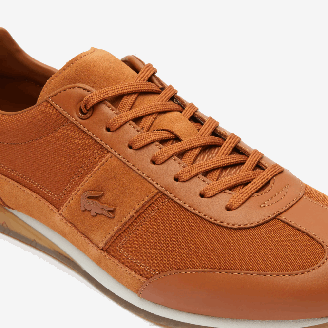 marron blanc 2c3 V6HV1800 Hommes Lacoste baskets angulaires en textile à talon pop