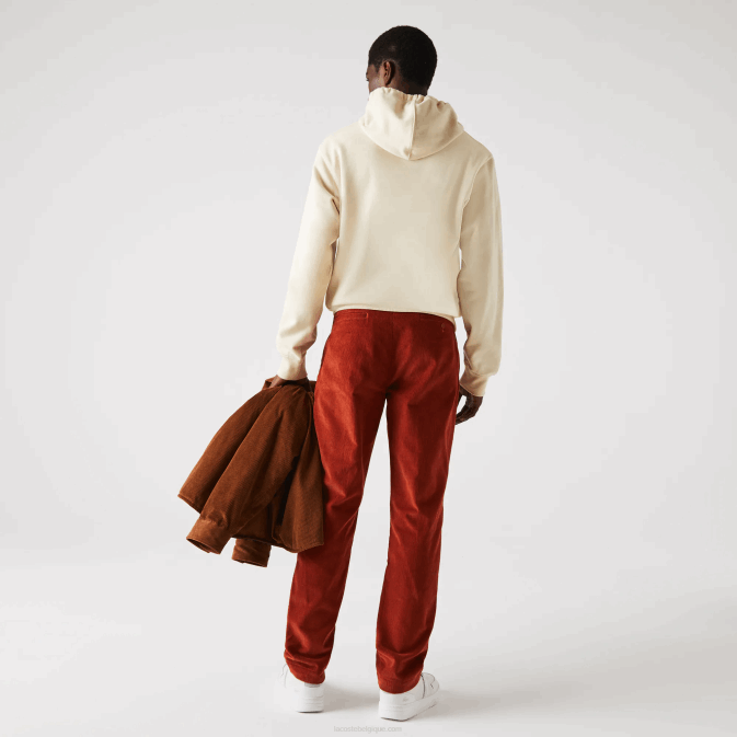 marron ql2 V6HV1643 Hommes Lacoste pantalon droit en velours côtelé