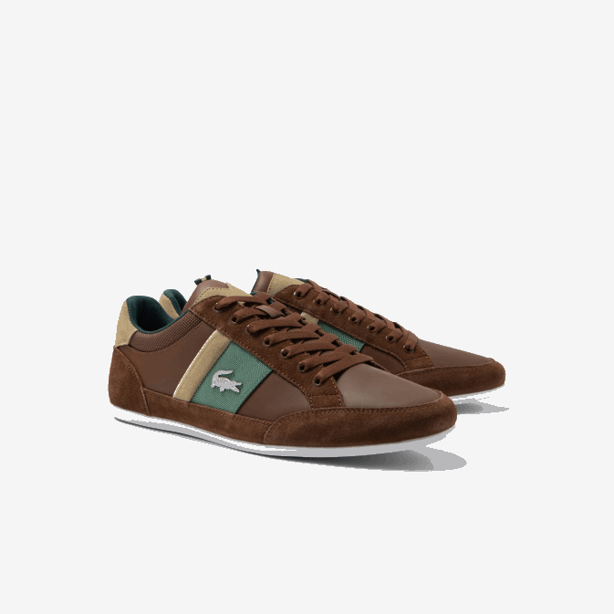marron vert foncé 2a1 V6HV1736 Hommes Lacoste baskets chaymon en cuir
