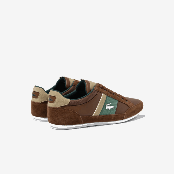 marron vert foncé 2a1 V6HV1736 Hommes Lacoste baskets chaymon en cuir