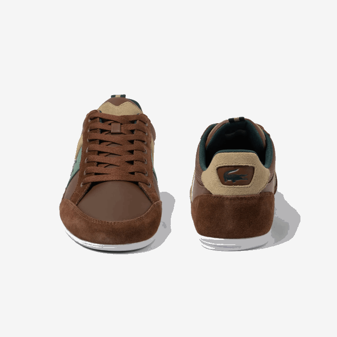 marron vert foncé 2a1 V6HV1736 Hommes Lacoste baskets chaymon en cuir