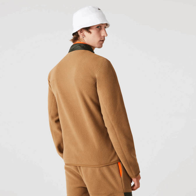 marron vert kaki 89f V6HV979 Hommes Lacoste sweat-shirt zippé en polaire coupe décontractée