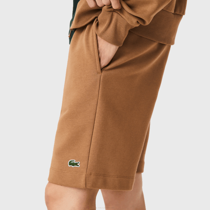marron z0w V6HV1397 Hommes Lacoste short en molleton de coton bio brossé