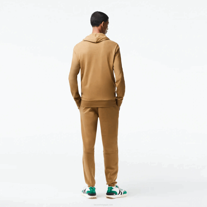 marron z0w V6HV845 Hommes Lacoste sweat à capuche en jersey de coton
