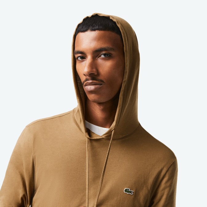 marron z0w V6HV845 Hommes Lacoste sweat à capuche en jersey de coton