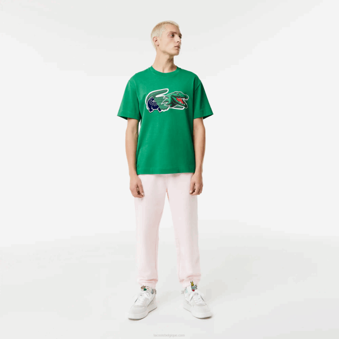 mdl vert V6HV616 Hommes Lacoste t-shirt oversize en crocodile coupe décontractée