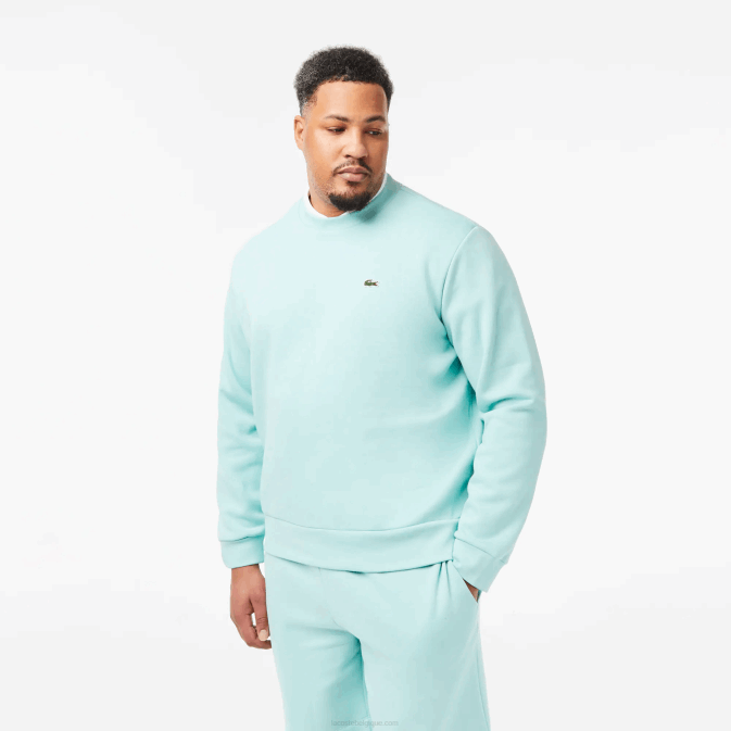 menthe lgf V6HV285 Hommes Lacoste sweat-shirt en coton bio brossé